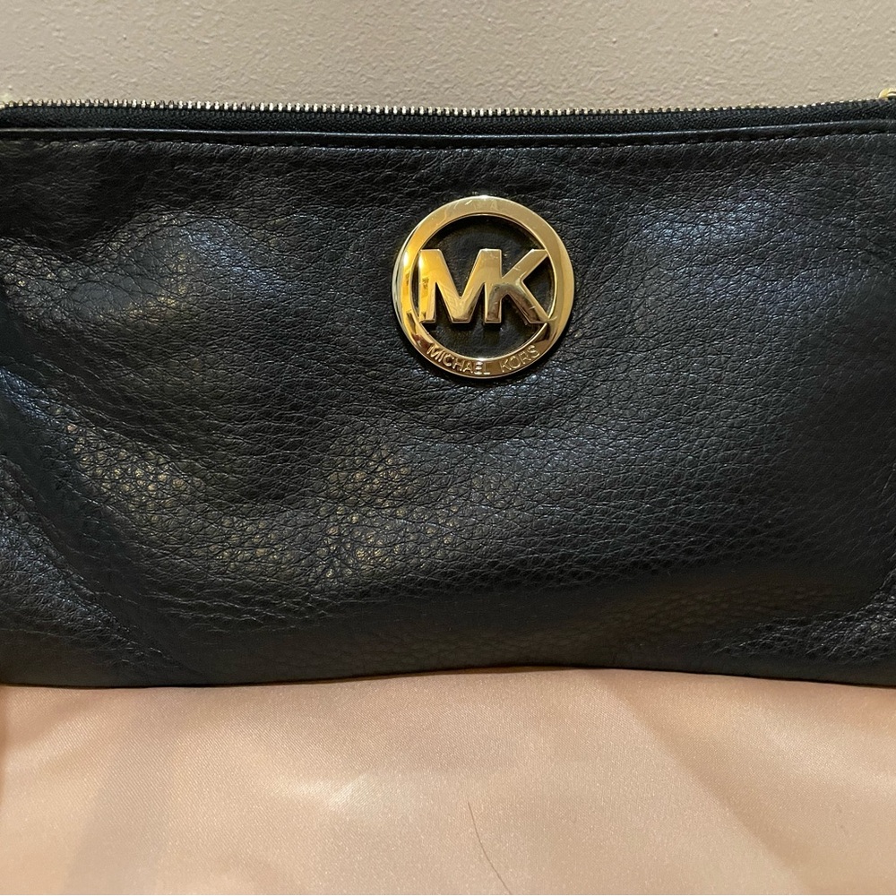 Michael Kors Black Leather Logo Wristlet - Picture 3 of 8